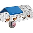 INJOPEXI Metal Chicken Coop 86"×40"×39" Chicken Runs for Yard with Cover Chicken Playpen Enclosure Chicken Pen Kennel Duck CoopCage for Outdoor Backyard Farm Rabbit Small Animal Dog Poultry Cat Hutch