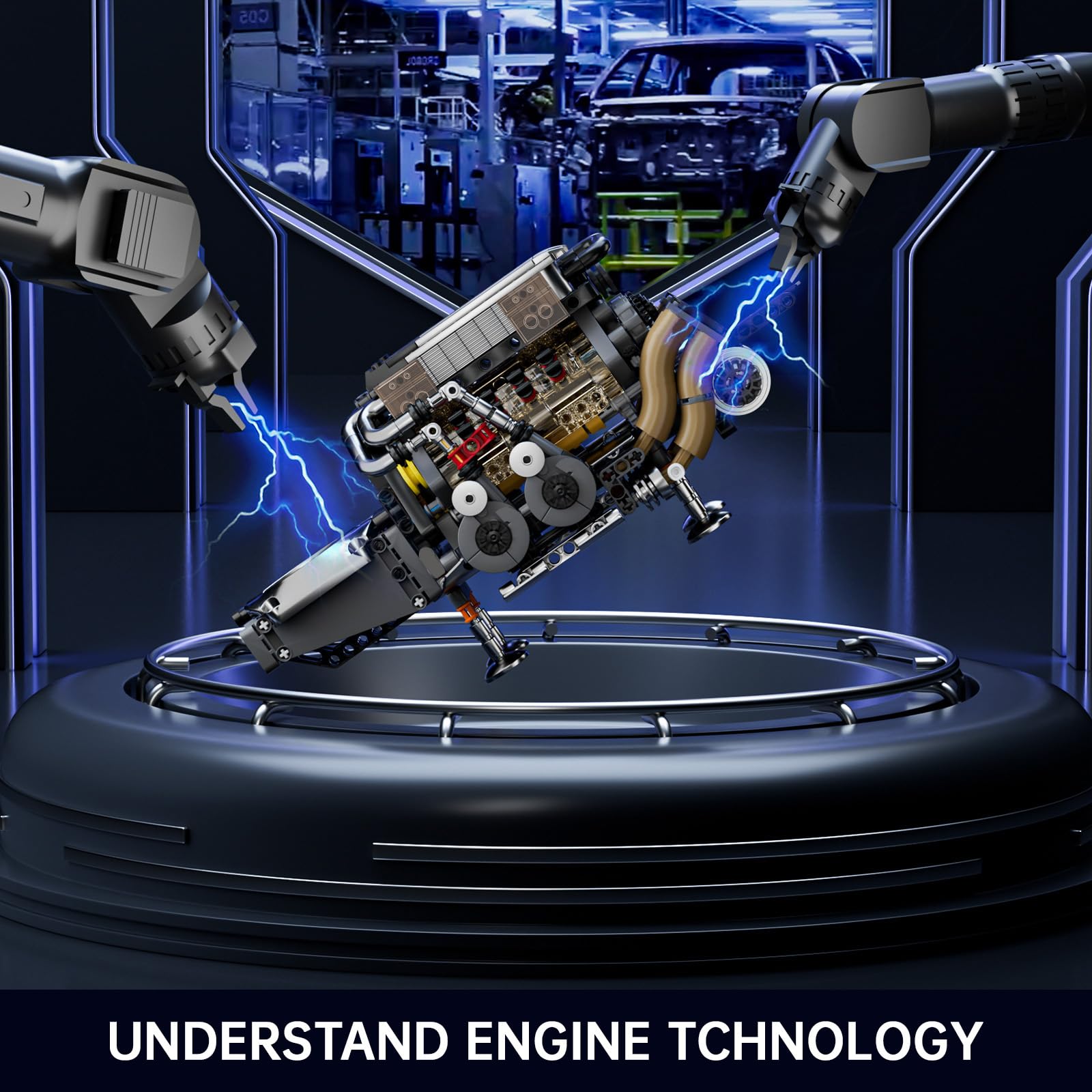 Mould King 10131 Technik W16 Motor Bausatz Bausteine Motor Modell Klemmbausteine Simulation Motors mit Vier Turbolader Engine kit für Erwachsene (952 Teile) 5