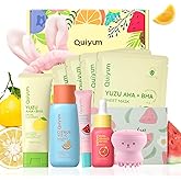 QUIYUM Skin Care Set for Oily/Combination Ance Skin, 5PCS Natural Fruit Skincare Kit with Salicylic Acid, Vit-C & Peptide, Birthday Gifts for Women | Oil Control | Brightening | Anti-Acne | Gift Sets