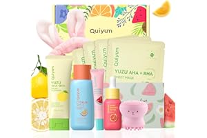 QUIYUM Skin Care Set for Oily/Combination Ance Skin, 5PCS Natural Fruit Skincare Kit with Salicylic Acid, Vit-C & Peptide, Birthday Gifts for Women | Oil Control | Brightening | Anti-Acne | Gift Sets