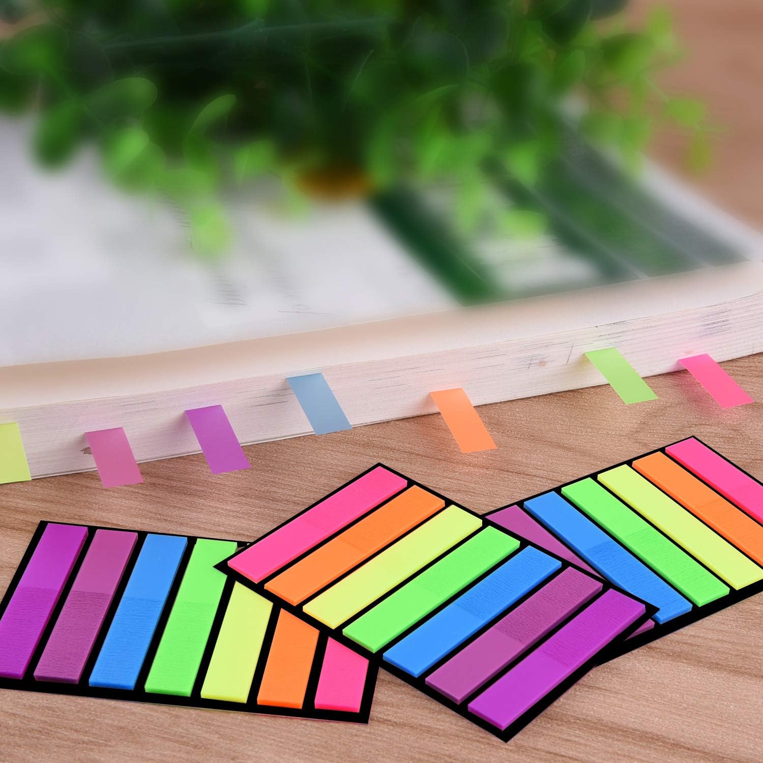 SIQUK 4200 Pieces Page Marker Tabs Colored Sticky Page Tabs Page Flags Fluorescent Tape Flags Index Tabs, 30 Sets 7 Colors : Office Products