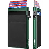 Gifts for Men, Pop Up Minimalist Wallet for Men RFID Blocking Slim Credit Card Holder Front Pocket EDC Mens Wallet (Green)