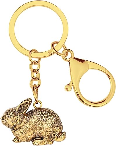 Amazon 合金アンティークゴールドメッキウサギキーホルダーキーリングかわいい動物キーホルダー女性用キッドギフトバッグ キーホルダー チェーン
