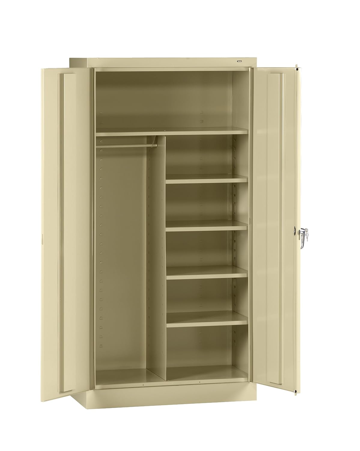 Tennsco 7214 24 Gauge Steel Standard Welded Combination Storage Cabinet, 5 Shelves, 150 lbs Capacity per Shelf (50 lbs per half shelf), 36" Width x 72" Height x 18" Depth, Putty