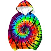 Harycnct Little Kids Tie Dye Hoodie Size 4-10 Sweatshirt for Boys Girls Hooded Kangaroo Pocket Pullover Hoodies