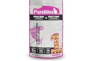 PureBites Salmon Freeze Dried Cat Treats, 1 Ingredient, Made in USA, 2oz