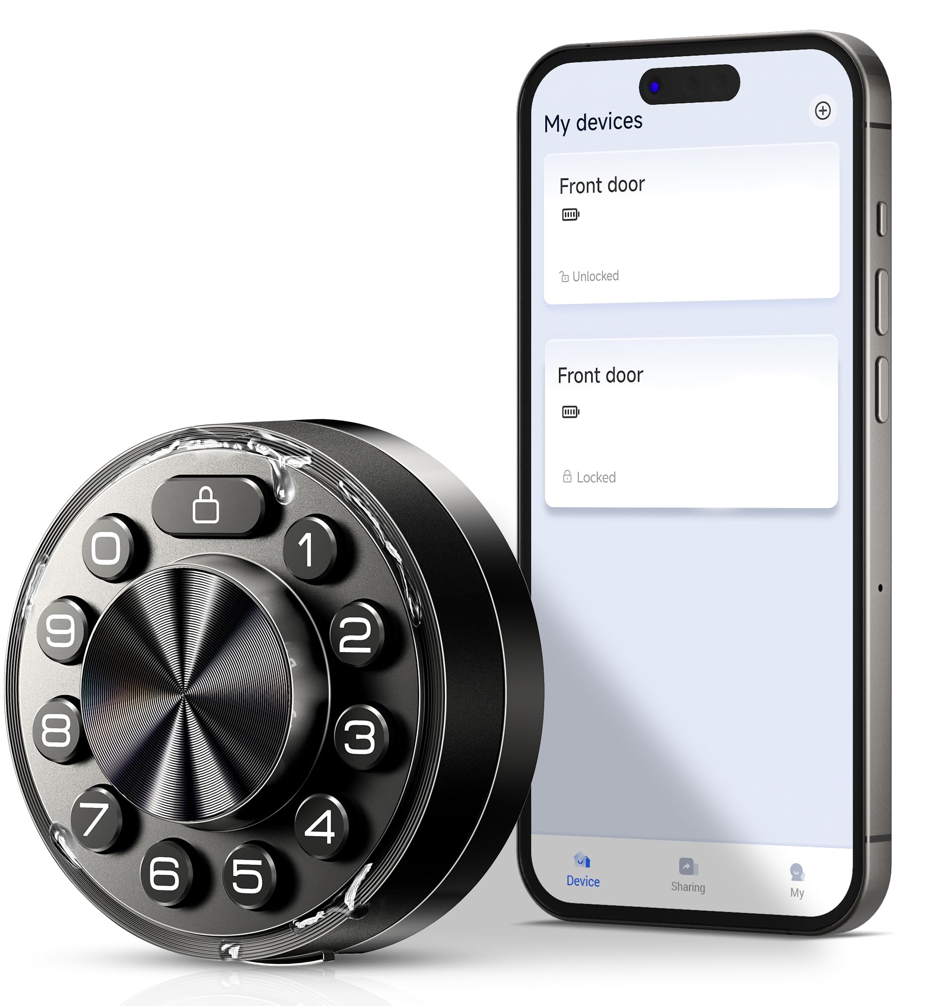 Photo 1 of Veise Smart Deadbolt with App Control, 6-in-1 Keyless Entry Door Lock with 2 Keys, Electronic Digital Keypad for Front Door, Auto Lock, Waterproof, Easy Installation, Matte Black