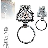 RRCJXLQDSF Western Initial Key Clip, 26 Metal Vintage Letter Western Holder Pocket Keychain Cow Tag Belt Key Holder For Jeans