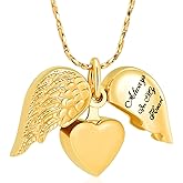 Imrsanl Cremation Jewelry for Ashes Heart Urn Necklace Pendants Ashes for Women Men Family Keepsake Memorial Angel Wing with Charm Heart for Loved Ones