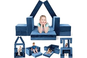 OSYKIU Kids Couch Sofa, 7 Pcs Modular Toddler Couch, Freely Removable Kids Chair Sofa for Playing, Creativity, Sleeping, Versatile Fold Out Baby Play Couch Set for Playroom, Bedroom Furniture