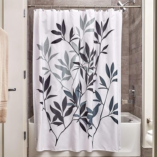 Amazon Com Idesign Leaves Fabric Shower Curtain Modern Mildew