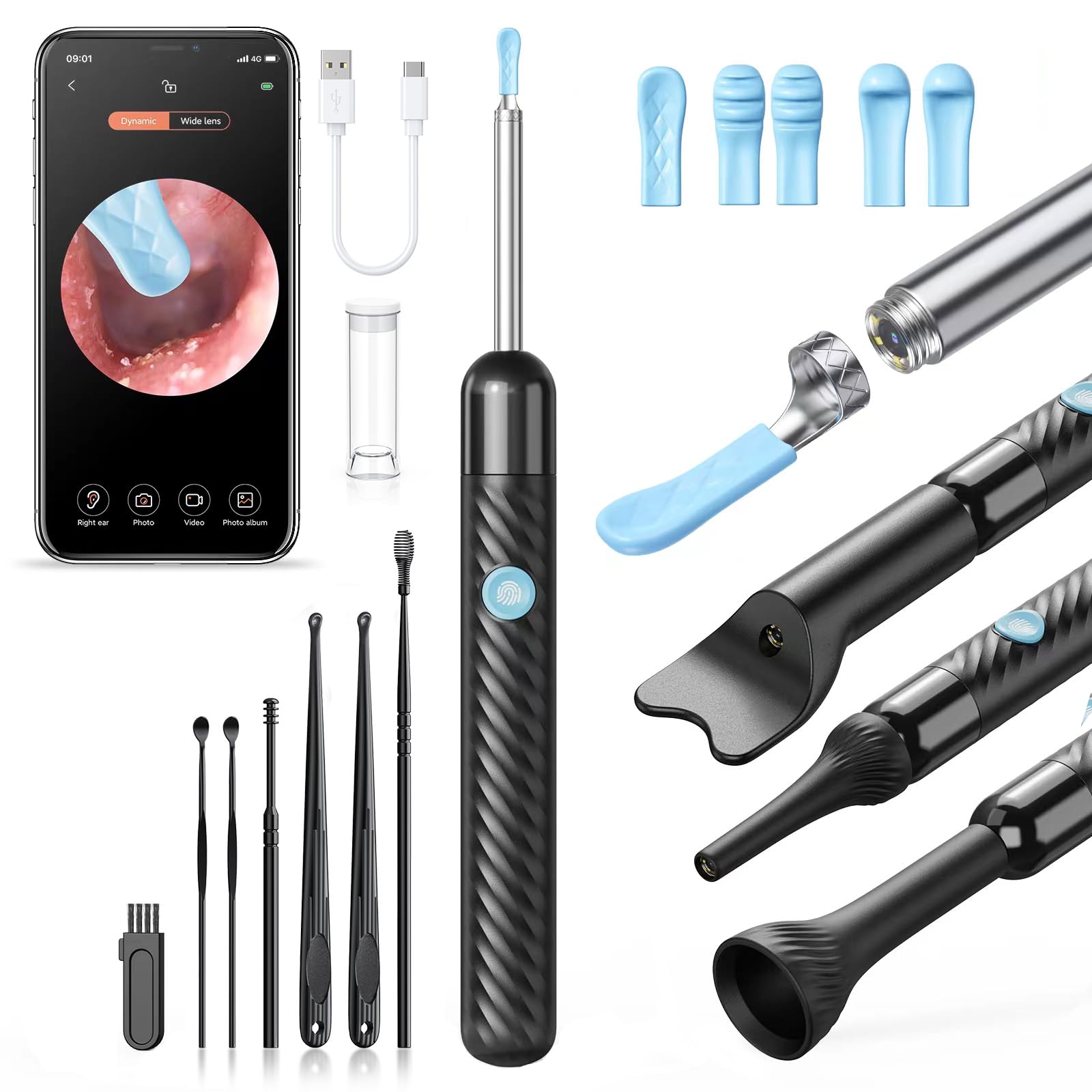 Photo 1 of Loyker X6 Ear Wax Removal Tool Camera, Ear Cleaner with Camera, FSA HSA Store Eligible, 1080P Ear Camera with 6LED Light for Ear/Nose/Throat/Tonsil Stone Examination, Black