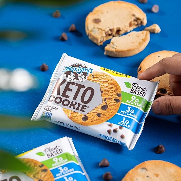 LENNY & LARRY’S COOKIE, CHOCOLATE CHIP, SOFT BAKED, 9G PLANT PROTEIN, 3G NET CARBS, VEGAN, NON-GMO, 1.6 OUNCE COOKIE (PACK OF 12) – PACKAGING MAY VARY