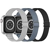 Slim Stretchy Band Compatible with Apple Watch Bands 40mm 41mm 42mm 38mm 44mm 45mm 46mm 49mm Women Men, Thin Skinny Elastic Nylon Solo Loop Strap for iWatch Series 10 9 8 7 6 5 4 3 11 Ultra SE 2/3