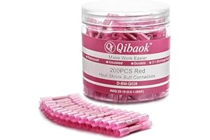 200 PCS Heat Shrink Butt Connectors Qibaok Waterproof Insulated Electrical Crimp Wire Connectors Butt Splice Terminal 22-18 AWG for Automotive Marine Boat Truck Trailer Stereo