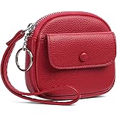 SENDEFN Women's Small Wristlet Coin Pouch Leather Zipper Purse RFID Protection