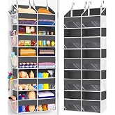 UVIAHOMI Heavy Duty Over Door Organizer 5 Tiers, 10 Front &amp; 10 Mesh Pockets | Dark Gray Extra Large Behind Door Storage, 80lb Weight Capacity, Hanging Doors Storage for Closet, Bedroom, Nursery
