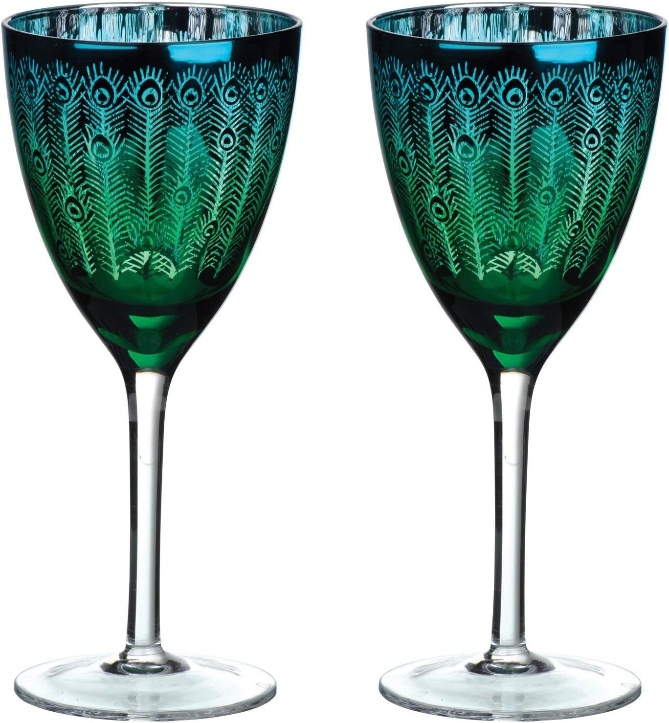 ARTLAND Peacock Gin Glasses, Multi Colour, 11.5 x 11.5 x 22