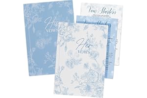 Draupnir 2 Pcs Vow Books His and Hers, Floral Wedding Vow Books with 60 Pages, Gift for Bride and Groom with 2 Oath Cards, We