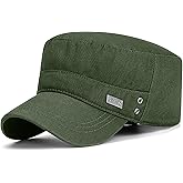 PTDTSHOU Cotton Military Caps for Men Women Unisex Flat Top Hat Adjustable Cadet Army Cap