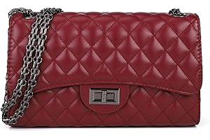 Gladdon Quilted Leather Crossbody Purse for Women Trendy Ladies Shoulder Bag with Chain Designer Purses