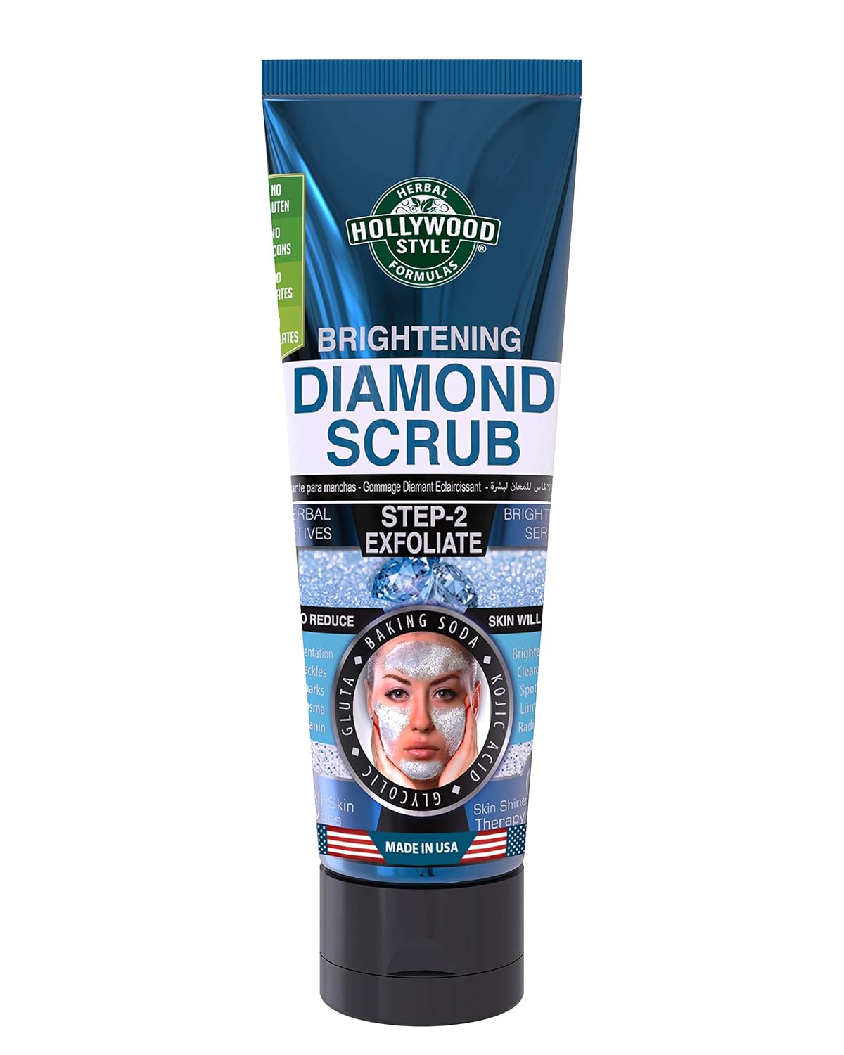 Hollywood Style Brightening Diamond Scrub Brighter, Clearer, and Spotless Skin Helps Reduce Acne Marks, 3.2 fl. Oz.