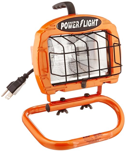 Designers Edge L860 Portable Halogen Work Light, Orange, 250-Watt