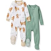 Burt's Bees Baby baby-boys Sleeper Pjs, 100% Organic Cotton, One-piece Footie, Zip Up Jumpsuit, Snug Fit Pajamas
