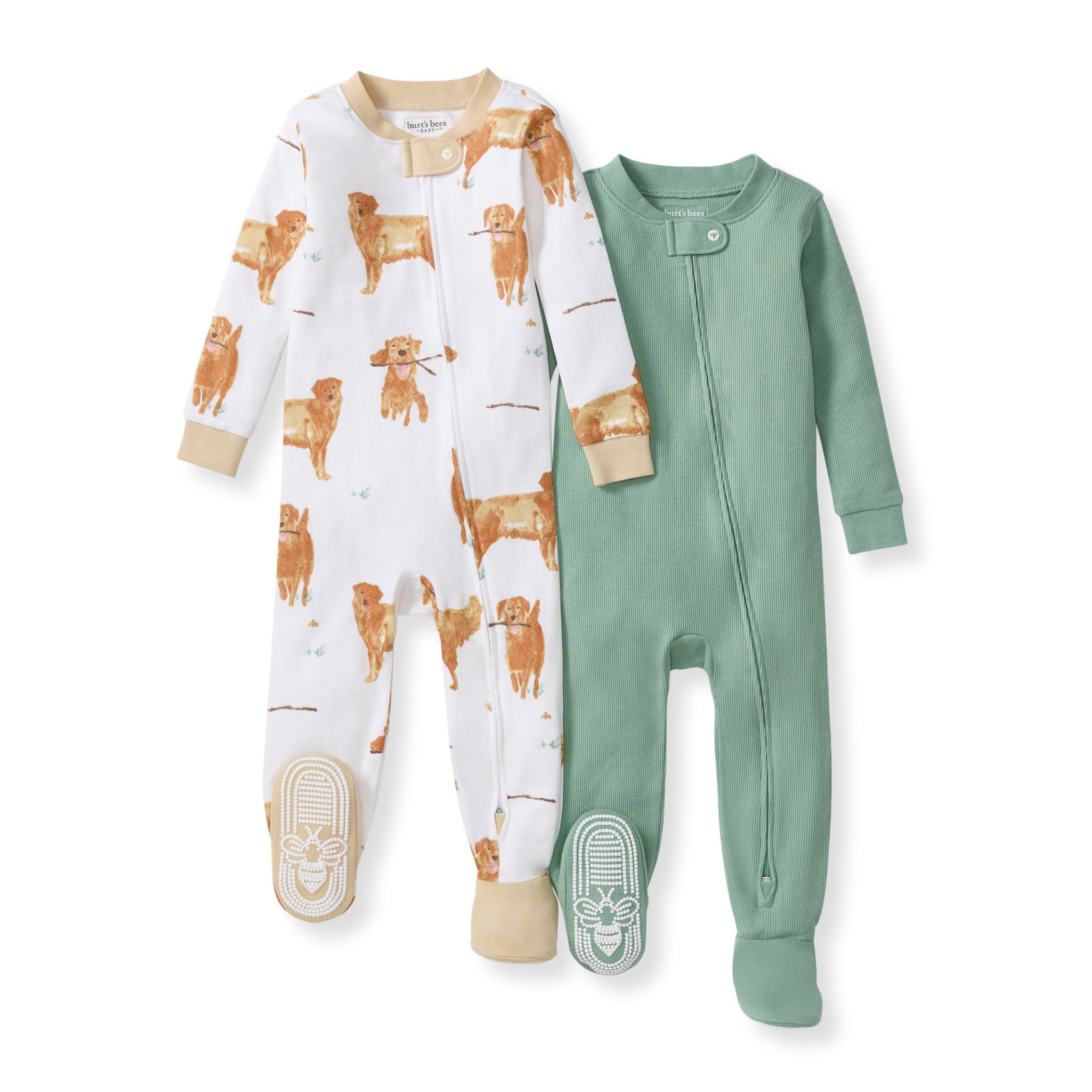 Burt's Bees Baby Baby Boys Pajamas, One-Piece Footed Sleeper PJs, Non-Slip Snug Fit for Infants 12, 18, and 24 Months Image