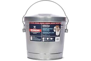 Behrens 6 Gallon Rust Proof Galvanized Steel Locking Lid Dry Storage Recyclable Trash Can for Outdoor and Indoor Storage and Waste Disposal