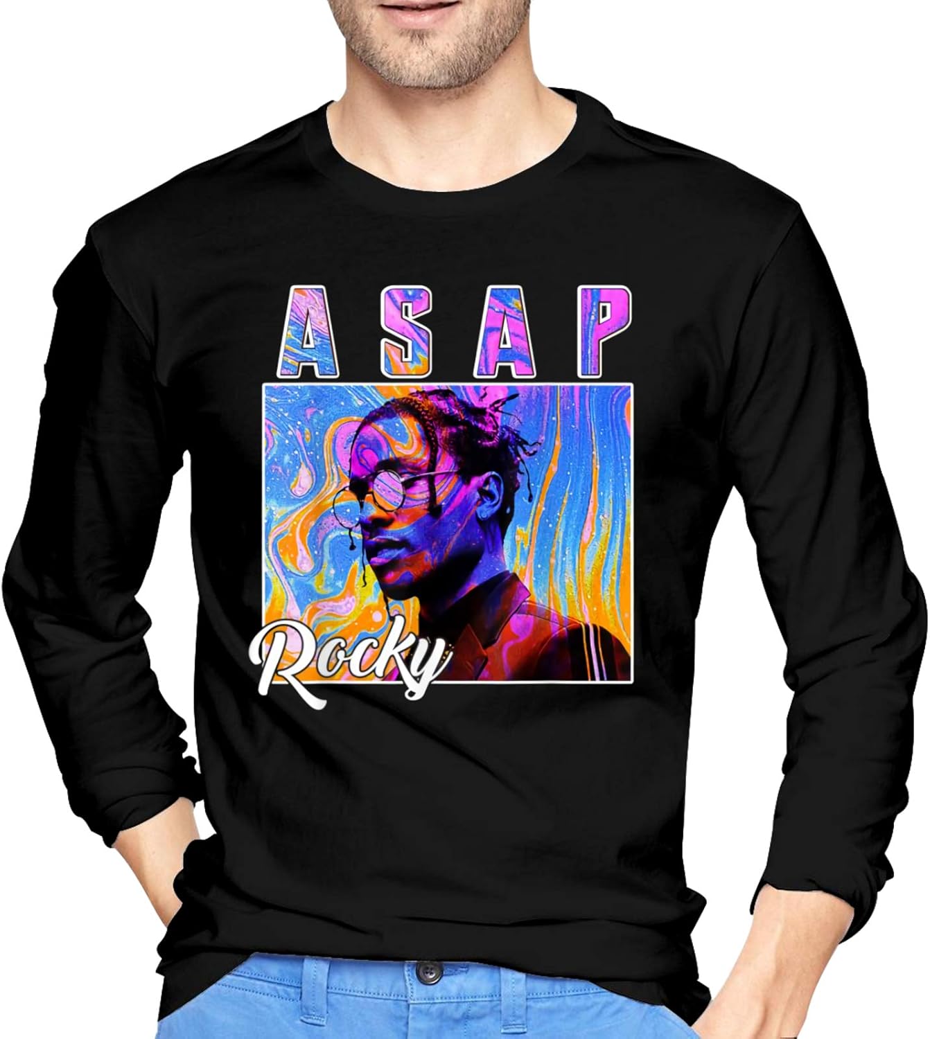 ASAP Rocky Men's Round Neck Long Sleeve TShirt Classic