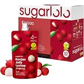 Sugarlolo Sweet Lychee Konjac Jelly Snack - Vegan Jello with Zero Sugar | Low Calorie Jello Drinkable Korean Jelly Only 4 Calories per Pouch Low Calorie Korean Snacks 5.29 Oz (150g) | 10 Pack