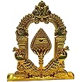 Generic RSGM Murugan Vel with Peacock and Arch (Small Size, Golden Color) | Lord Murugan Vel Peacock with Arch Idol for Car Dashboard, Pooja Room & Office Room