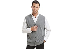 TopTie Mens Sweater Vest Solid Knitted Lightweight Thermal Cardigan