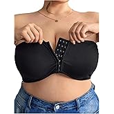 SweatyRocks Women's Plus Size Front Closure Strapless Bra Push Up Wireless Bandeau Bras Bralette Tube Top