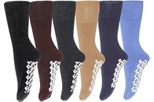 BROOKLYN SOCKS Mens Non-Slip Medical Non-Binding Socks, Cotton With Rubber Gripper Bottom, Assorted Colors, Size 10-13