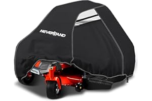 NEVERLAND Zero Turn Mower Cover - Anti-UV Lawn Mower Cover Waterproof Outdoor, 210D Lawn Tractor Cover with Drawstring & Storage Bag Universal Fit up to 60" Decks - Handles and Dual Air Vents