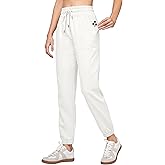 Willit Women Linen Pants Joggers Casual Lightweight Lounge Cotton Linen Travel Beach Summer Pants with Pockets 25.5"/28"