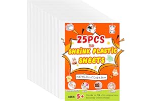 OFNMY 25PCS Shrinky Dink Sheets,Shrink Plastic Sheets for Crafts,Shrinky Art Paper,Shrinky Dink Paper for Crafts Kids DIY Jewelry Making,20x14.5cm