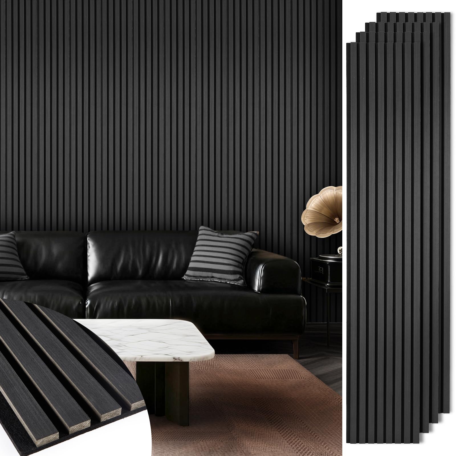 DAMAGED SHOWN ***LARWORKS Acoustic Wood Slat Panels 4 Pack 106" x 12.6 ...