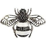 KnighthoodBrooch Lapel Pin for Men Black White and Silver Bee with Black Stone Detailing Badge Coat Suit Wedding Gift Party Shirt Collar Accessories
