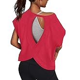 3rd hill Women Open Back Workout Shirts Short Sleeve Tops Casual Yoga Y2k Athletic Gym Running Crop Tees
