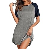 Ekouaer Sleep Shirts for Women Short Sleeve Night Shirts for Sleeping Pullover Nightgown Soft Nightdress S-XXXL
