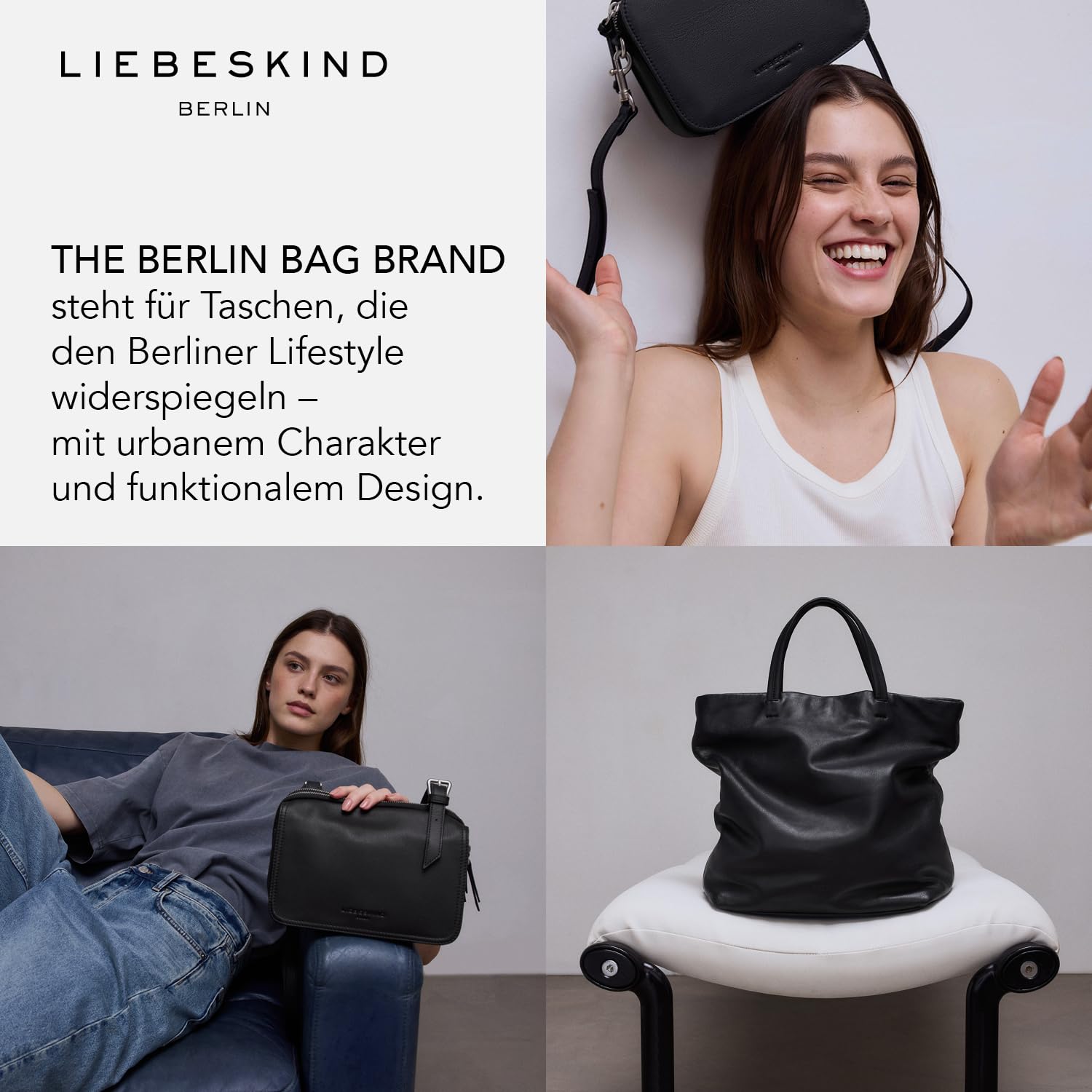 LIEBESKIND Berlin Damen-Umhängetasche „Mareike“ I Crossbody Bag aus Leder mit verstellbaren Schulterriemen I Schultertasche, großzügige Fächer mit Reißverschluss I Shoulder Bag