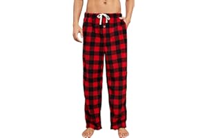 U2SKIIN Mens Fleece Pajama Pants, Warm Plaid Lounge Pj Bottoms for Men with Pockets Soft