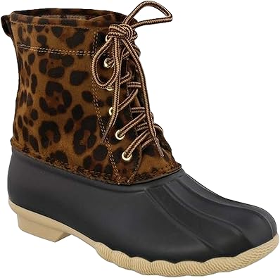 womens leopard duck boots