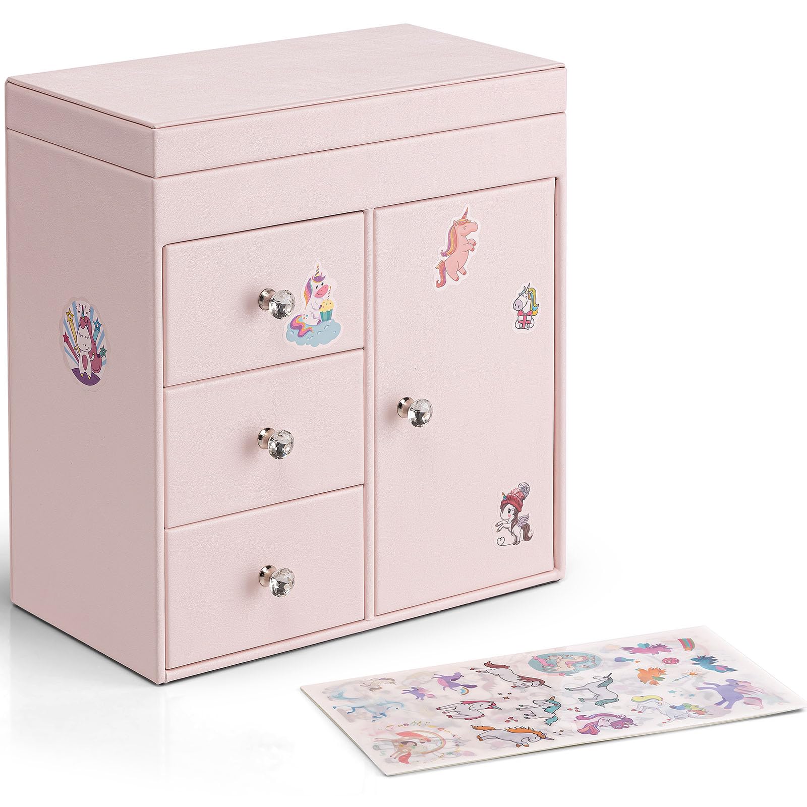 Vlando Musical Jewelry Box for Girls, Large Kid Music Box with Ballerina for Birthday Bedroom Decor, 4 Layer Girl Jewelry Gifts for Girls Kids - Light Pink