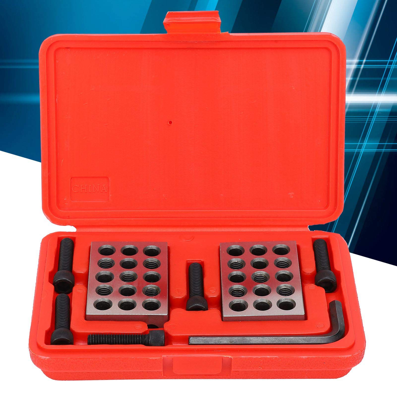 Ejoyous 1-2-3 Blocks Matched Pair (2 Each) 23 Hole Hardened Steel with Screw Wrench Box