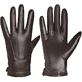 Harssidanzar Mens Leather Gloves Genuine Sheepskin Cashmere Lined Warm Touchscreen Texting Gloves SM052US