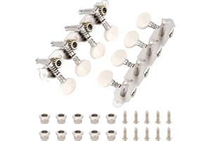 SWHMC 1 Set Mandolin Tuning Pegs, Tuning Keys Machine Head with Nickel Color, Mandolin Replacements 4L4R
